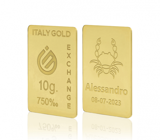Lingote de Oro signo del zodiaco Cáncer 18 Kt de 10 g. IGE GOLD
